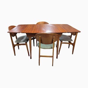 Mid-Century Teak Dining Table and Chairs, Set of 5