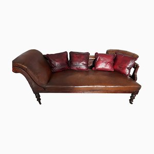 Edwardian Leather Chaise Longue