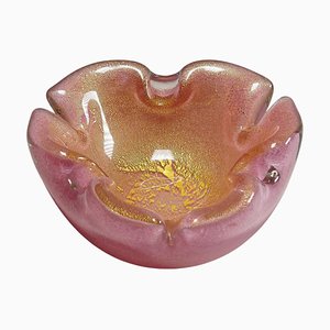 Vintage Murano Art Glass Bowl with Gold Foil, Italy, 1950s