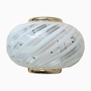 White Brass Murano Glass Swirl Wall Lamp