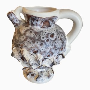 Signed Ceramic Vase with Relief