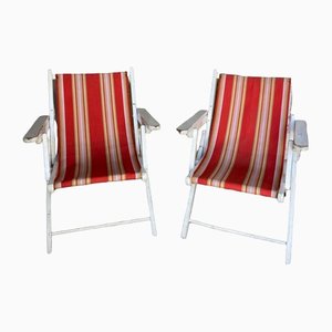 Vintage Garden Chairs with Stripes, Set of 2