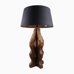 Brutalist Solid Oak Table Lamp