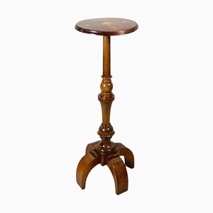 Nutwood Pedestal with Marquetry Top, France, 1880s