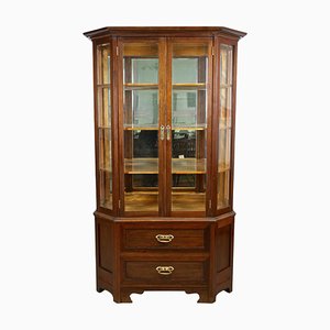 Mahogany Vitrine Cabinet with Faceted Glass, Austria, 1910s