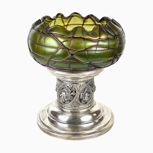 Silver Centerpiece with Glass Bowl from Palme Koenig, 1910s