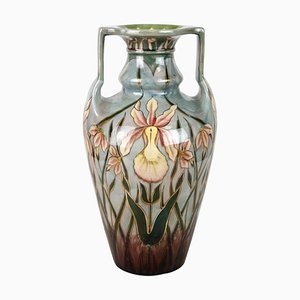 Vaso Art Nouveau in maiolica di Gerbing & Stephan, Boemia, anni '10