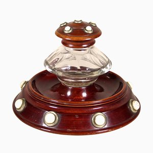 Art Nouveau Wooden Inkwell with Porcelain Knobs, Austria, 1900s