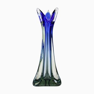Antike italienische Vase aus grauem und blauem Murano Glas, 1970