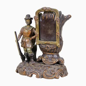 Austrian Sculpture Vase with Photo Frame in Majolica by J. Maresch, 1880