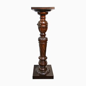 Antique Austrian Pedestal in Hand Carved Walnut, 1870