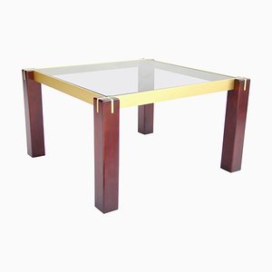 Mid-Century Italian Side Table with Brass Bars and Smoked Glass, 1960