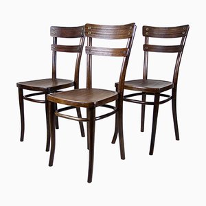 Sillas Thonet austriacas modernistas de madera curvada, 1905. Juego de 3