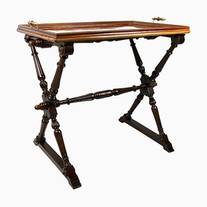 Mesa renacentista barroca con bandeja extraíble de madera de nogal, década de 1870