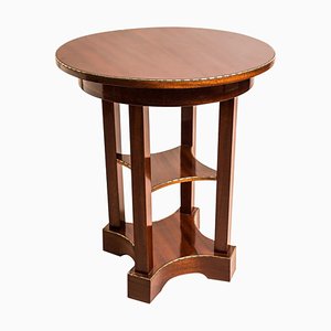 Art Nouveau Austrian Mahogany Side Table with Inlayed Cast Brass Edges