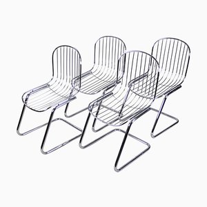 Mid-Century Italian Dining Chairs by G. Rinaldi Chromed for Rima, 1970s, Set of 4