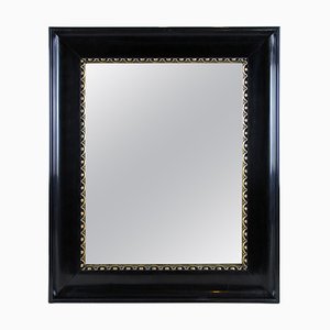 Austrian Black Lacquer Wall Mirror with Gilt Bars, 1900s
