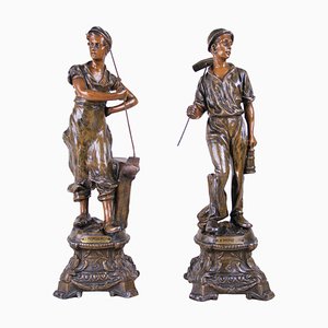 Art Nouveau Figurines The Miner & the Blacksmith, France, 1900s, Set of 2
