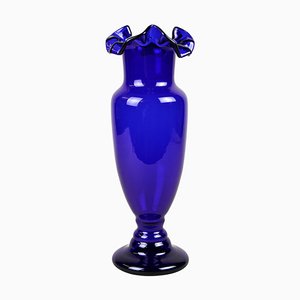 Vase Art Nouveau en Verre Bleu avec Dessus en Verre, Autriche, 1900s