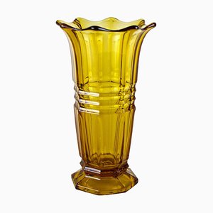 Art Deco Amber Colored Glass Vase, Austria, 1920s