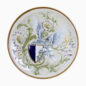 Assiette Murale Majolica par Wilhelm Schiller & Sohn, Bohemia, 1890s