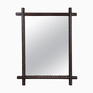 Tramp Art Wall Mirror with Extended Corners, Austria, 1870s