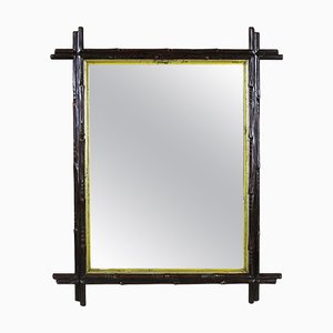 Rustic Black Forest Mirror with Gilt Inner Bar, Austria, 1880s
