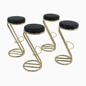 Vintage Stools in Brass, Set of 4