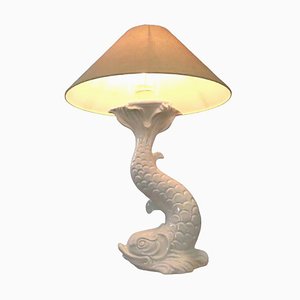 Vintage Table Lamp with Fish Base in Ceramic