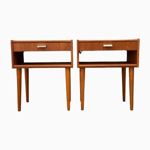 Mid-Century Scandinavian Teak Bedside Tables With Drawers, Set of 2