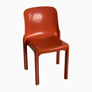 Italienischer Vintage Selene Orange Stuhl von Vico Magistretti für Artemide