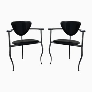 Steel & Leather Armchairs from Arrben, Set of 2