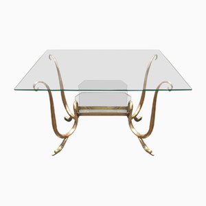 Brass and Glass Coffee Table, Italy, 1940s