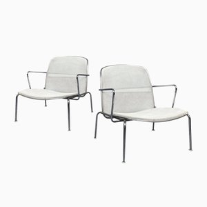 Italian White Metal & Steel Web Armchairs by Citterio for B&B Italia, 2000s, Set of 2