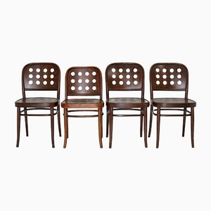 Brown Beech Dining Chairs in the style of Josef Hoffmann 1990s, Set of 4
