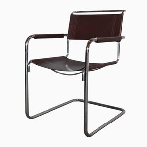 B34 Cantilever Chair in Brown Leather, 1980s
