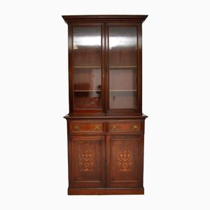 Antique Victorian Inlaid 2-Section Bookcase