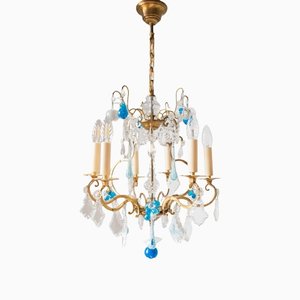 French Chandelier with Blue Crystals Fruits