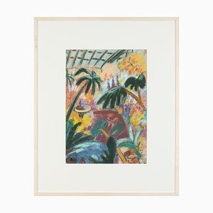 Botanical Garden, 1960s, Pastel on Paper, Framed