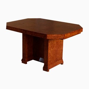 Mesa de comedor francesa Art Déco de madera nudosa, años 30