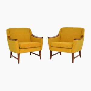 Norwegische Vintage Sessel aus Teak & Boucle Wolle, 1960er, 2er Set