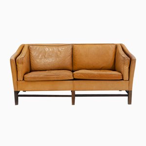 Danish Brown Leather 2-Seat Sofa from Grant