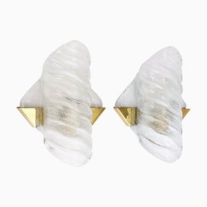 Mid-Century Ice Glass Wall Sconces, Set of 2
