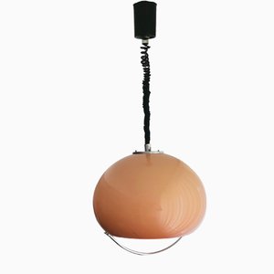 Mid-Century Italian Acrylic Pull-Down Hanging Lamp by Luigi Massoni for Meblo for Harvey Guzzini, 1970s