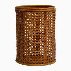 Small Paper Bin Basket in Bamboo and Viennese Mesh, 1950s
