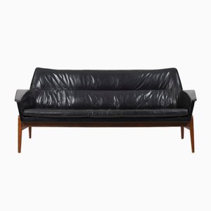 Canapé Wing en Teck et Cuir par Ib Kofod-Larsen pour Bovenkamp, 1950s