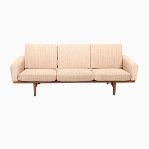 GE-236 Three-Seater Sofa in Solid Teak & Wool by Hans J. Wegner for Getama