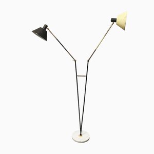 Brass-Enamelled Aluminum and Marble Floor Lamp from Stilux, Italy, 1950s