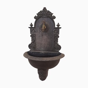 Vintage Spanish Cast Iron & Brass Wall Fountain