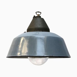 Lámpara industrial vintage de esmalte y hierro fundido